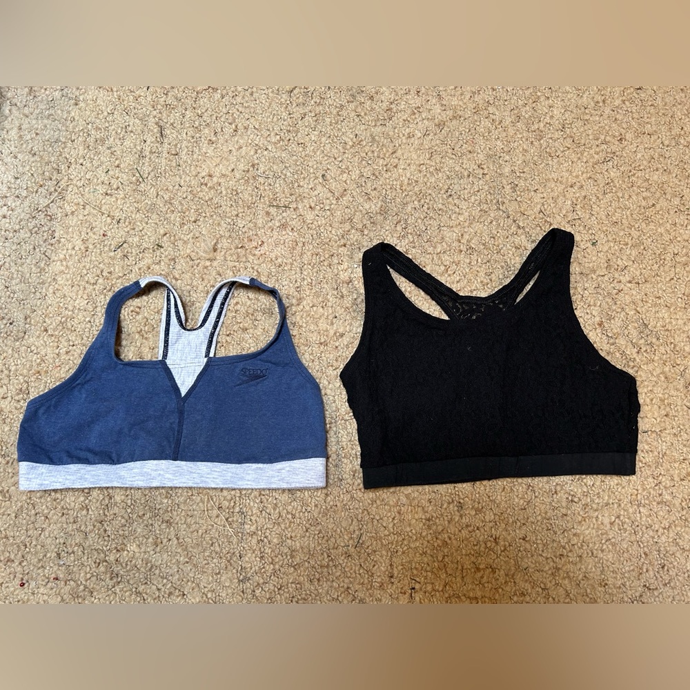 2 (TWO) workout bra style sports bra tops: Speedo and The Body Co. Bundled!